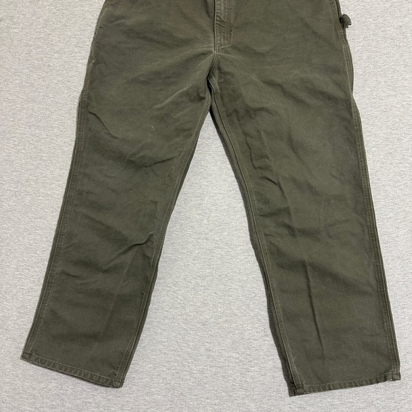 Carhartt Mens Moss Green Cotton Duck Carpenter Work Pants 39x32 Relaxed Fit - Picture 12 of 16